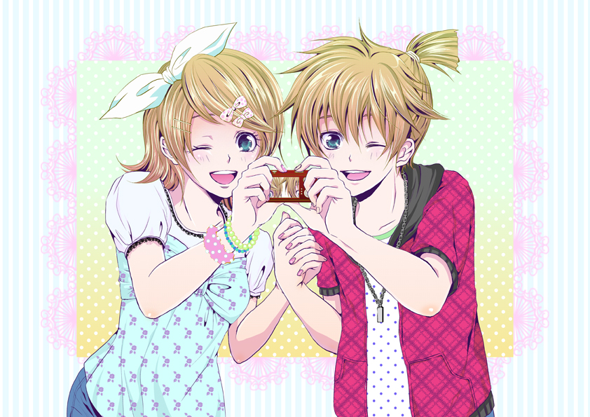 kagamine rin and kagamine len (vocaloid) drawn by digudigudan