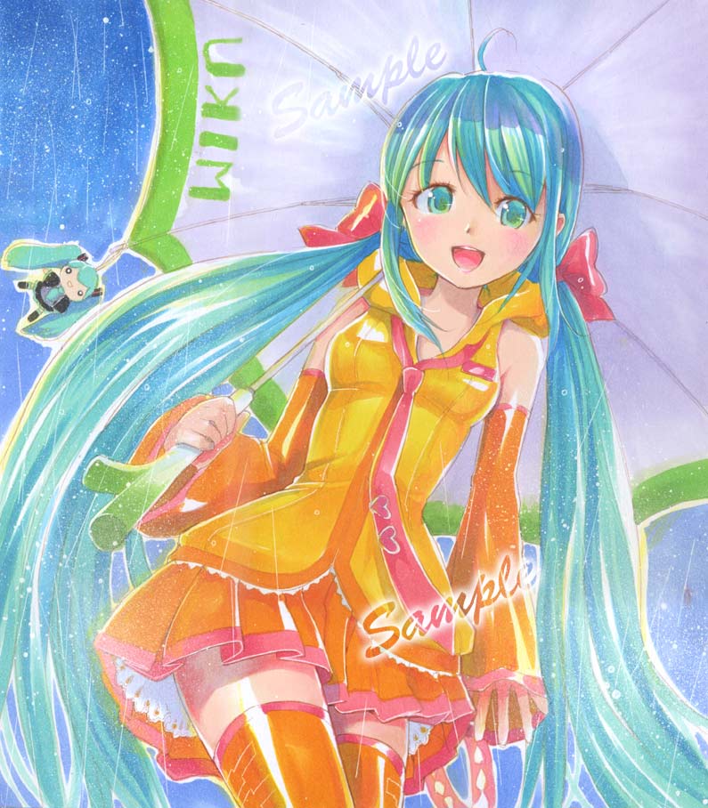 hatsune miku and chibi miku (vocaloid) drawn by mayo_riyo