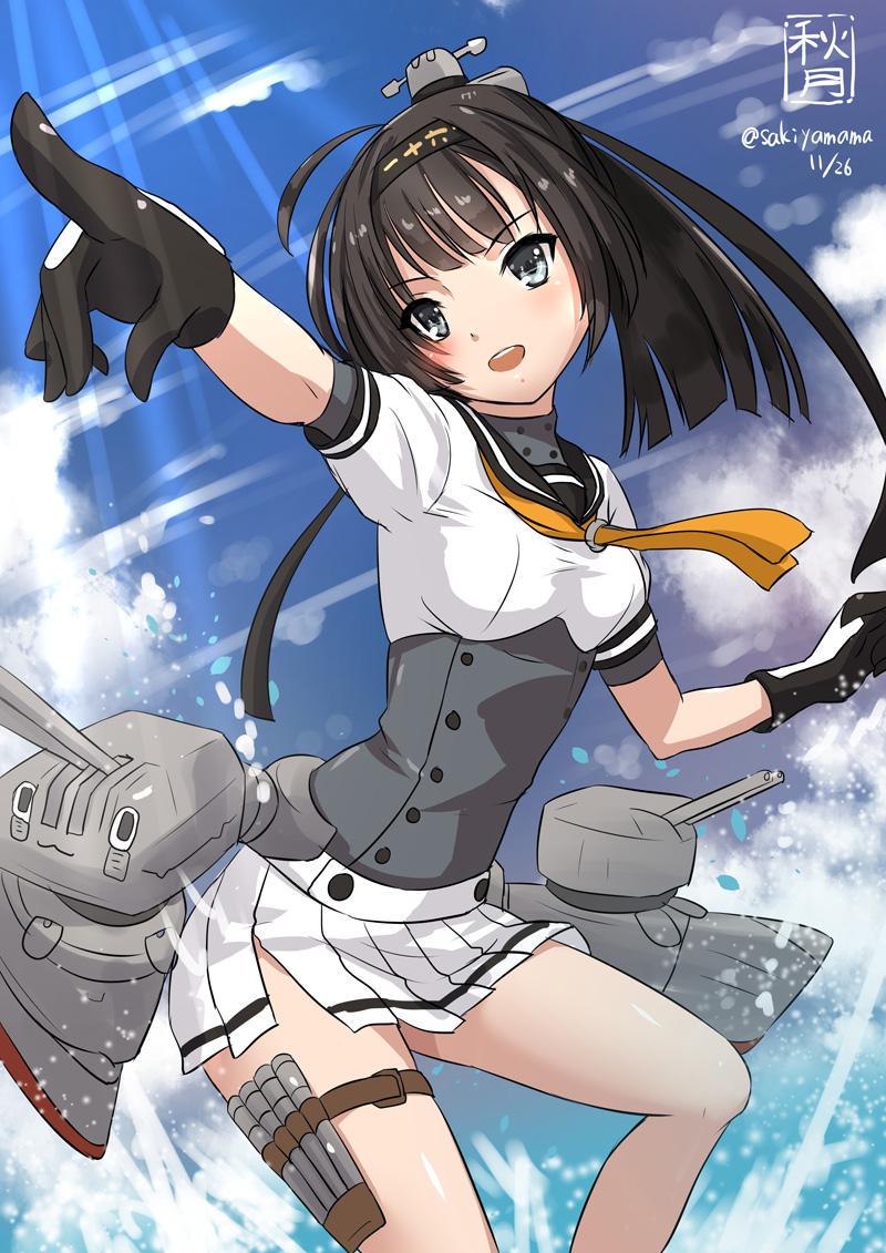 akizuki and chou-10cm-hou-chan (kantai collection) drawn by sakiyamama