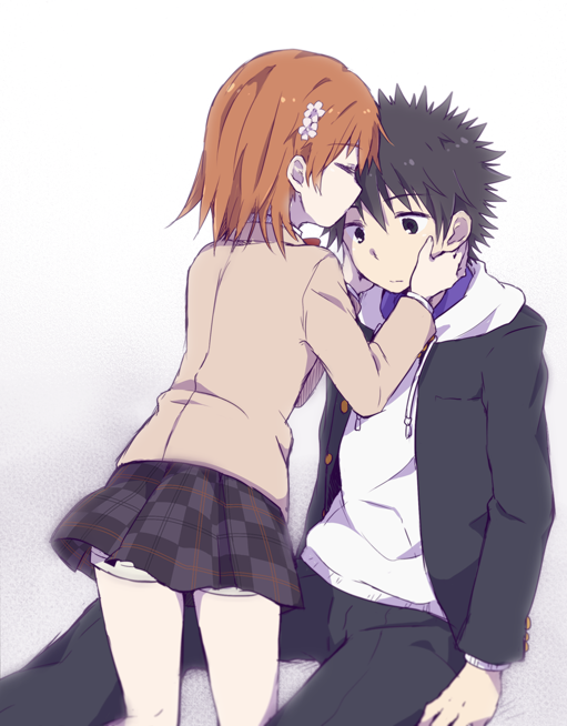 misaka mikoto and kamijou touma (toaru majutsu no index and 1 more) drawn by nae_(rno)