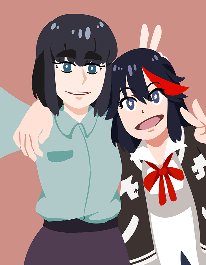 matoi ryuuko and kiryuuin satsuki (kill la kill) drawn by h0saki