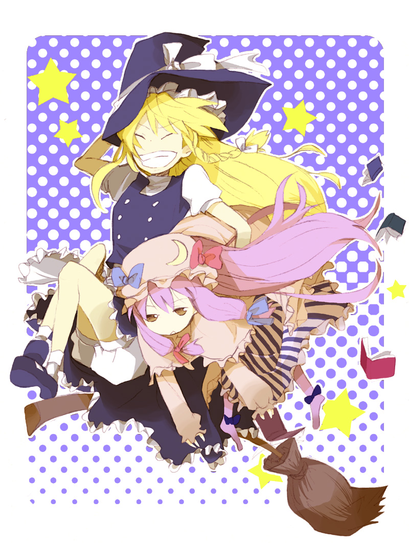 kirisame marisa and patchouli knowledge (touhou) drawn by kinari