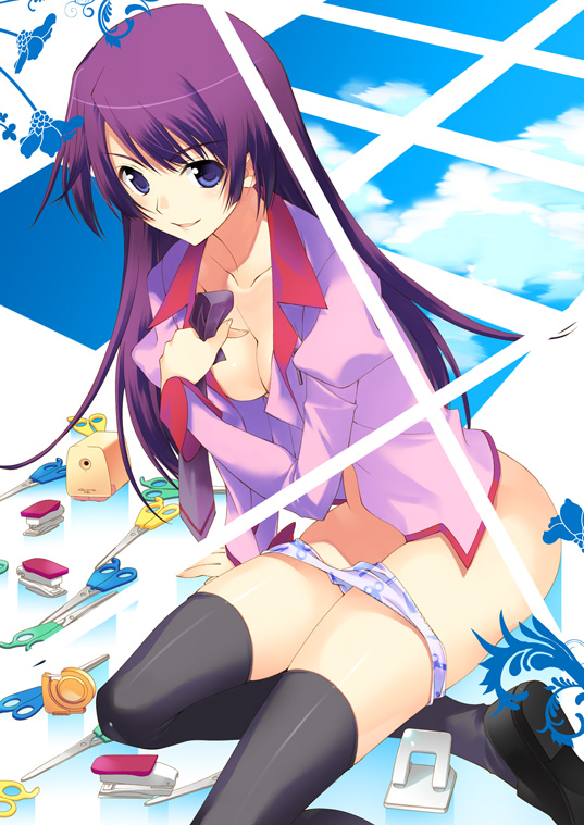senjougahara hitagi (monogatari and 1 more) drawn by naruse_hirofumi