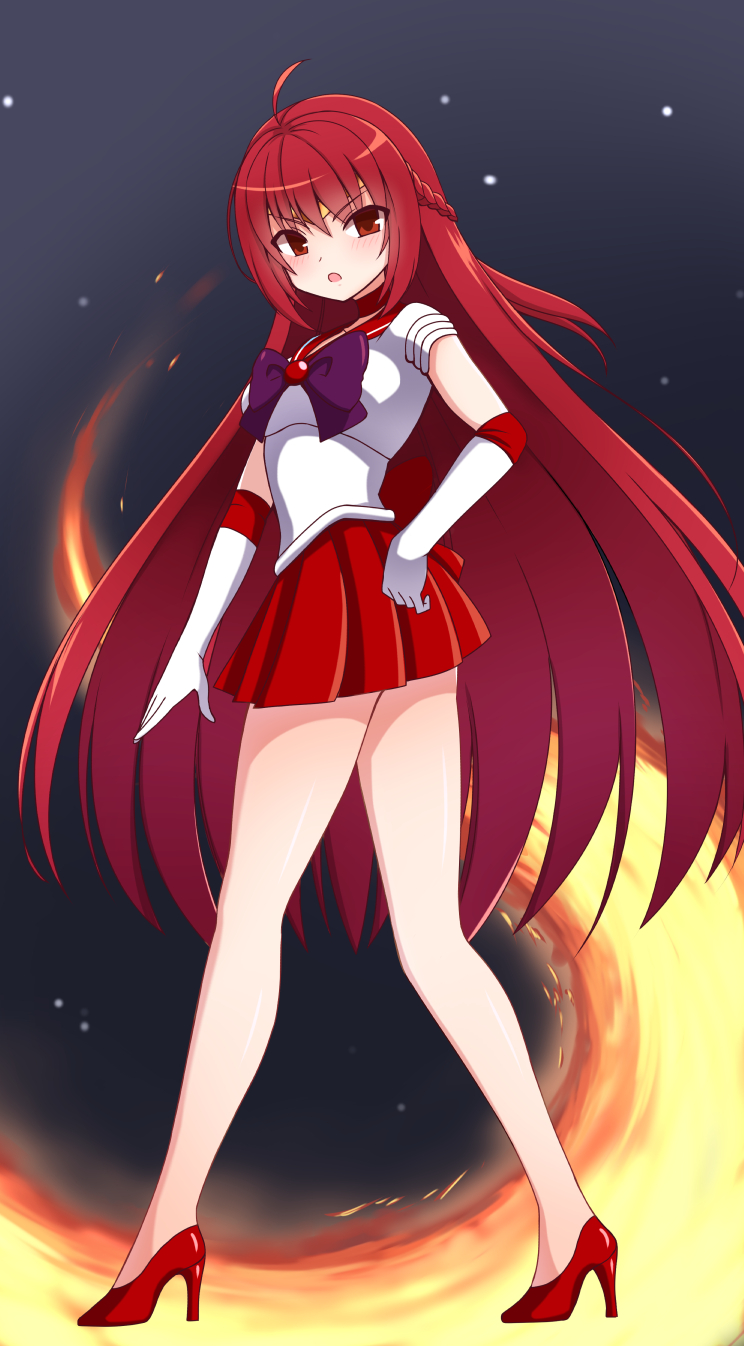 sailor mars, elesis, and grand master (bishoujo senshi sailor moon and 1 more) drawn by zetsuei_(zetto)