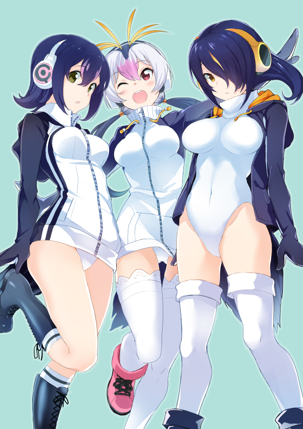 emperor penguin, humboldt penguin, and royal penguin (kemono friends) drawn by mirai_denki