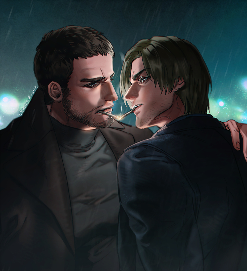 leon s. kennedy and chris redfield (resident evil and 1 more) drawn by gge_(gebback_dark)