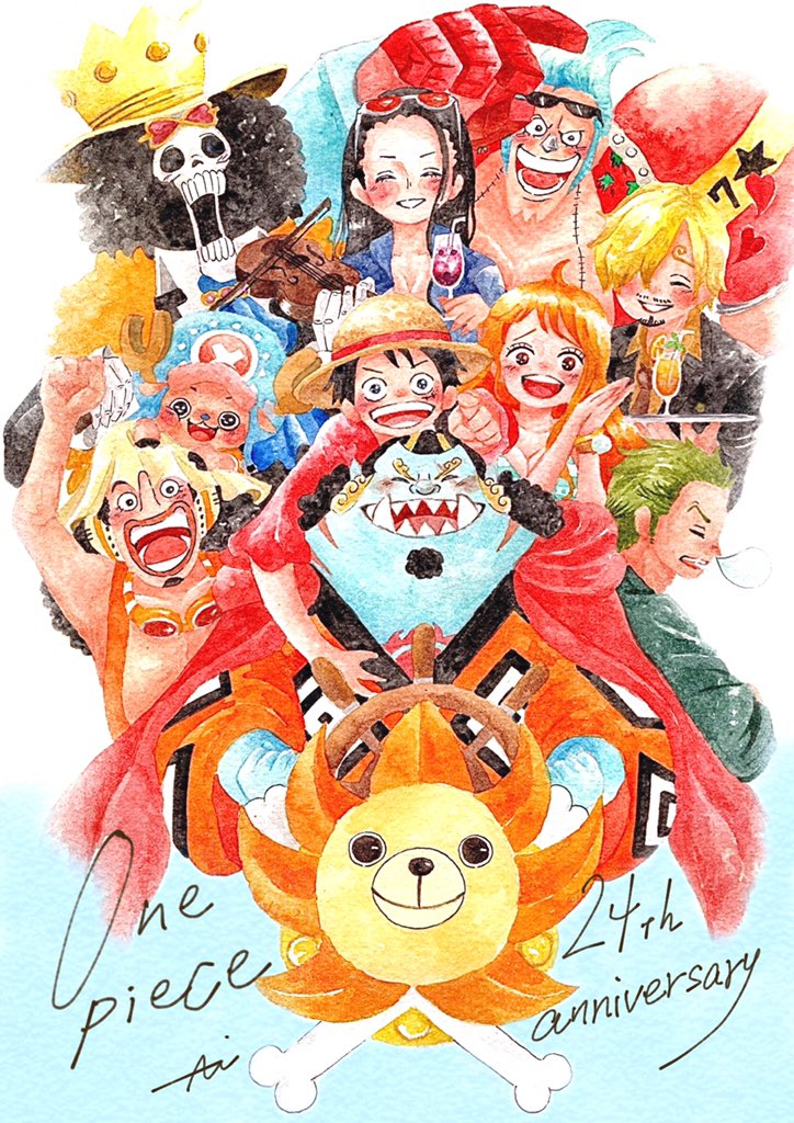 nami, monkey d. luffy, nico robin, roronoa zoro, sanji, and 6 more (one piece) drawn by pupil308