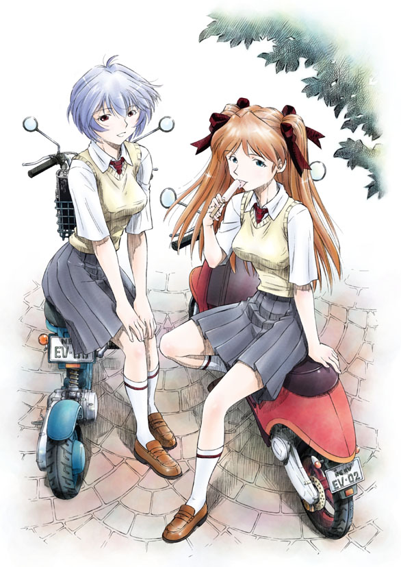 souryuu asuka langley, ayanami rei, and lina rei (neon genesis evangelion) drawn by kura_oh