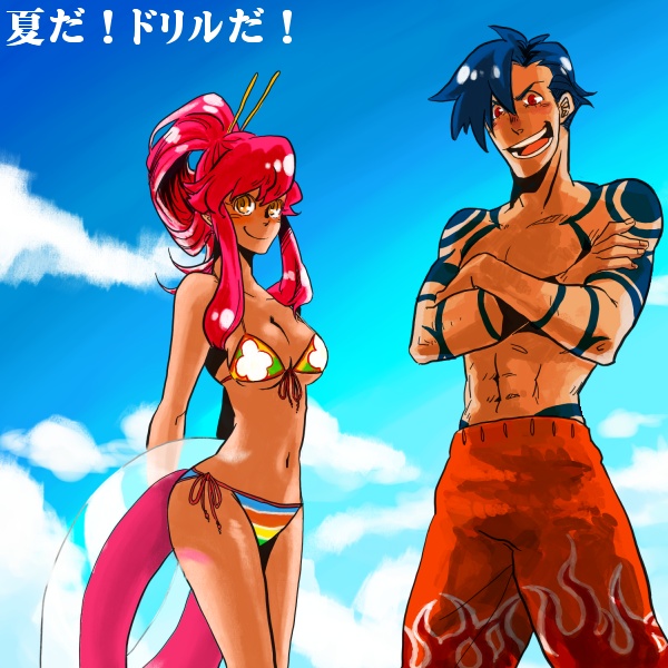 yoko littner and kamina (tengen toppa gurren lagann) drawn by katou_(hyaena)