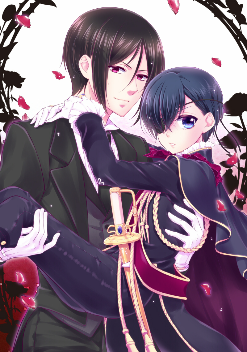 ciel phantomhive and sebastian michaelis (kuroshitsuji) drawn by mika_mikan