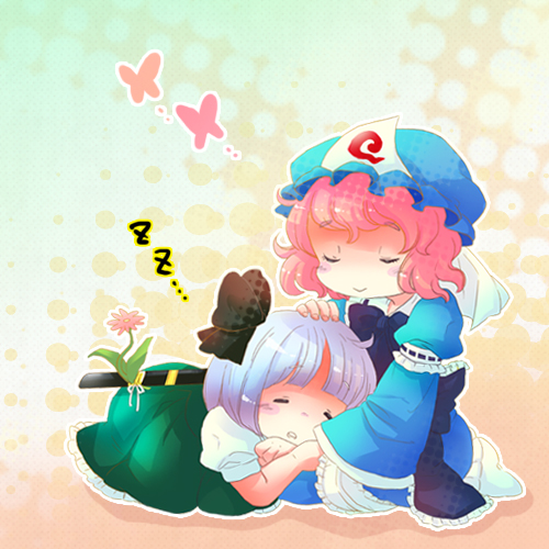 konpaku youmu and saigyouji yuyuko (touhou) drawn by rakuichi_(nininga4)
