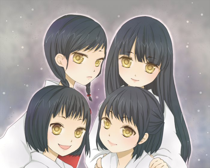 kuze hisame, kuze amane, kuze minamo, and kuze shigure (fatal frame and 1 more) drawn by natsuo_(mari_n6s)