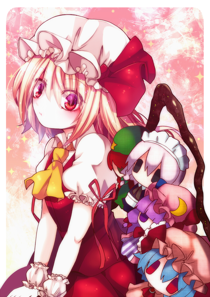 remilia scarlet, flandre scarlet, izayoi sakuya, patchouli knowledge, and hong meiling (touhou) drawn by fua_yuu