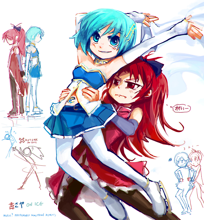 miki sayaka and sakura kyoko (mahou shoujo madoka magica and 1 more) drawn by silverxp