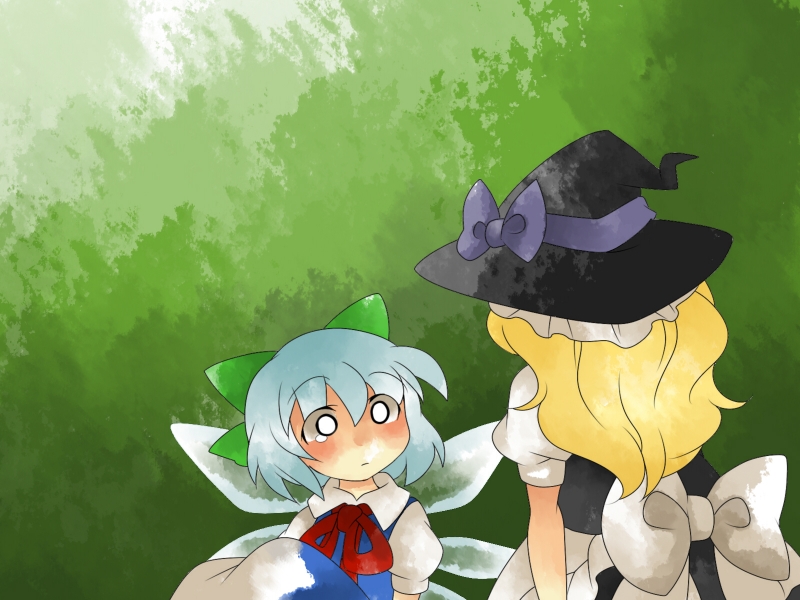 kirisame marisa and cirno (touhou) drawn by hammer_(sunset_beach)