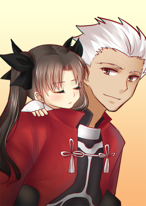 tohsaka rin and archer (fate and 2 more) drawn by mallizmora