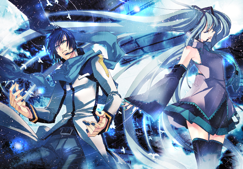 hatsune miku and kaito (vocaloid) drawn by yamatsuki_sou