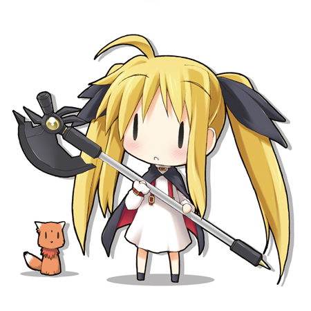 fate testarossa, arf, and bardiche (lyrical nanoha and 2 more) drawn by kohinata_sora