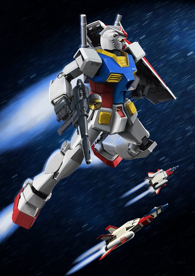 rx-78-2 gundam and core booster (gundam and 1 more) drawn by mick_(m.ishizuka)