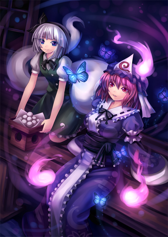 konpaku youmu and saigyouji yuyuko (touhou) drawn by kaizeru