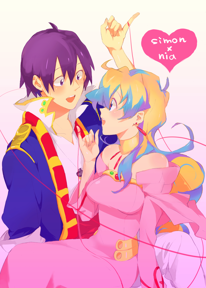 nia teppelin and simon (tengen toppa gurren lagann) drawn by amato1006