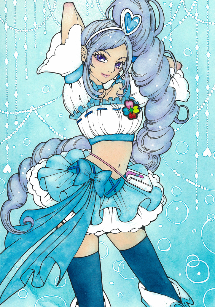 aono miki and cure berry (precure and 1 more) drawn by sayococco