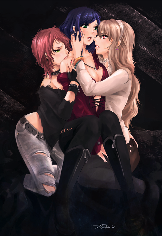kuga natsuki, fujino shizuru, and yuuki nao (my-hime) drawn by lilaccu