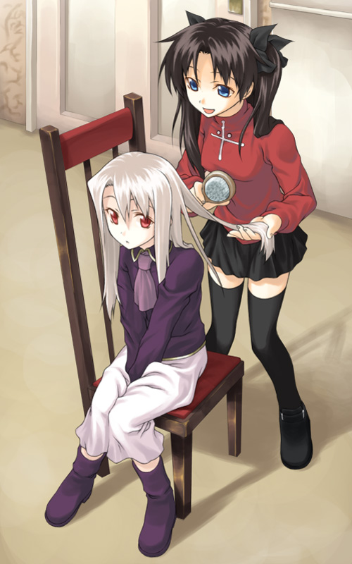 tohsaka rin and illyasviel von einzbern (fate and 1 more) drawn by nanaran