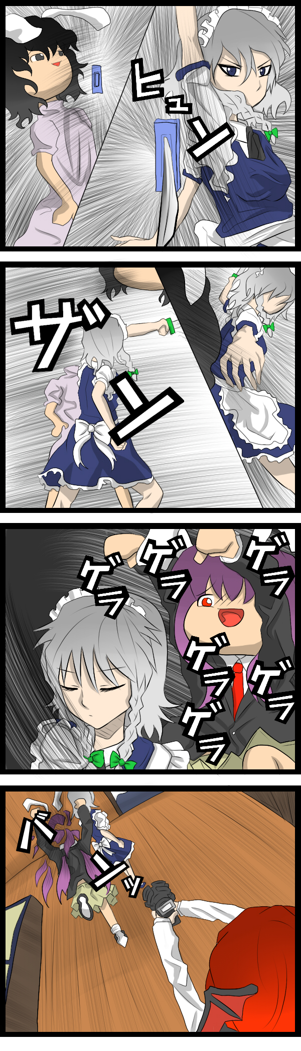 izayoi sakuya, reisen udongein inaba, koakuma, and inaba tewi (touhou and 1 more) drawn by aldehyde