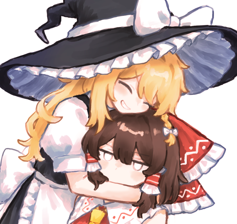 hakurei reimu and kirisame marisa (touhou) drawn by natucurage