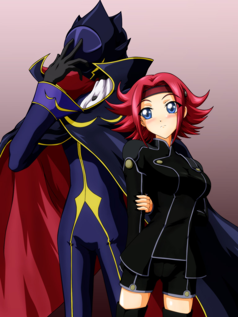 kouzuki kallen and zero (code geass) drawn by tanan