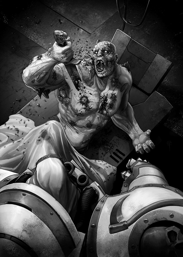 adeptus astartes and mortarion (warhammer 40k) drawn by taziobettin