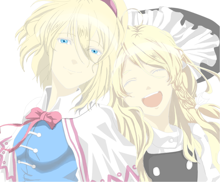 kirisame marisa and alice margatroid (touhou) drawn by kugayama_daisuke