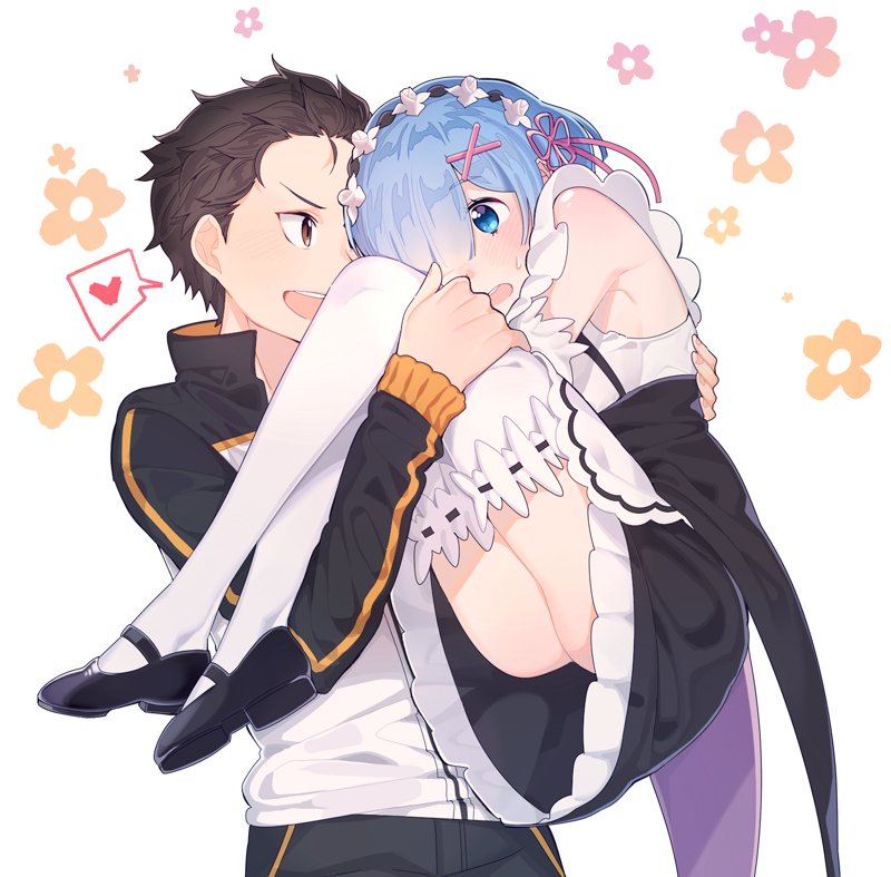 rem and natsuki subaru (re:zero kara hajimeru isekai seikatsu) drawn by 10_(r_m_t)
