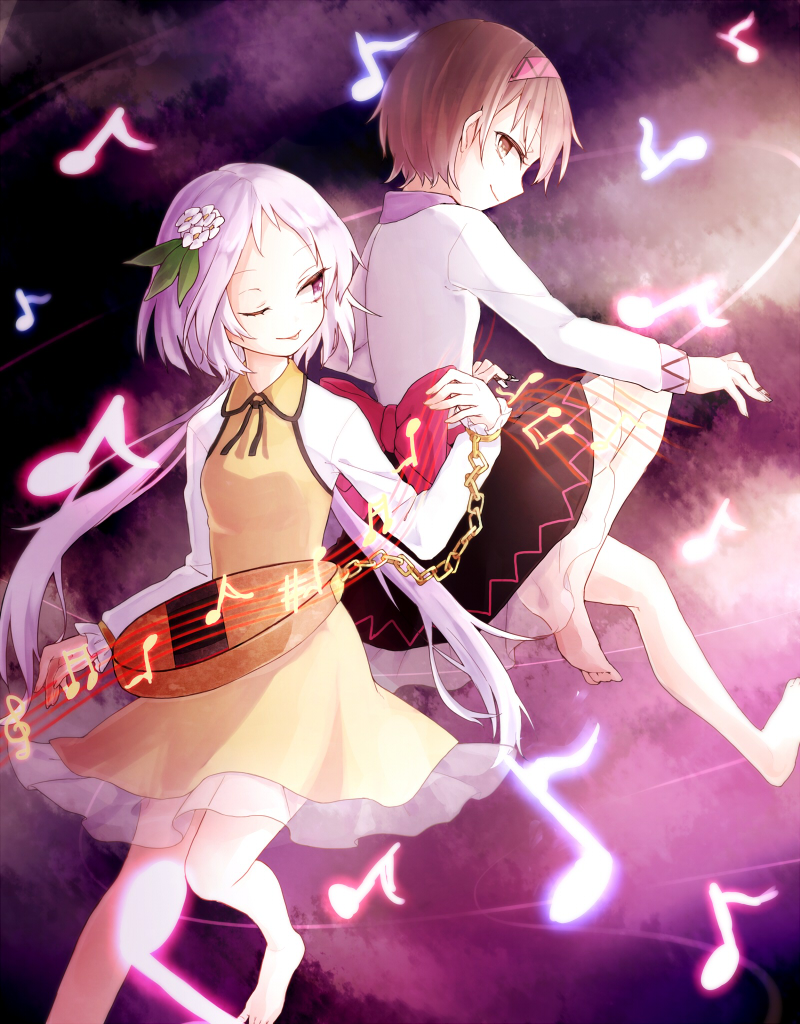 tsukumo benben and tsukumo yatsuhashi (touhou) drawn by hiwokawa