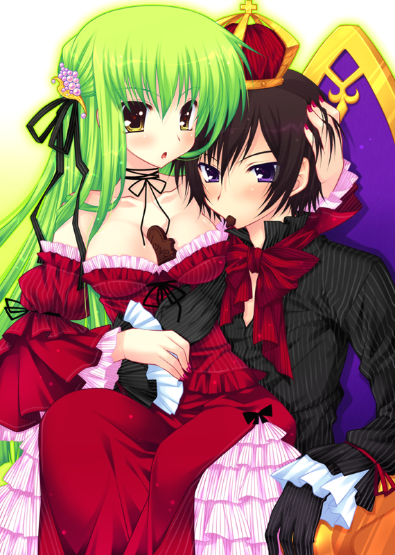 c.c. and lelouch vi britannia (code geass) drawn by araiguma