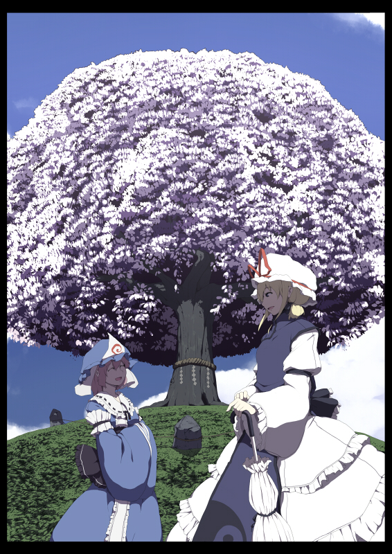 yakumo yukari and saigyouji yuyuko (touhou) drawn by 0000_(byoubyou)
