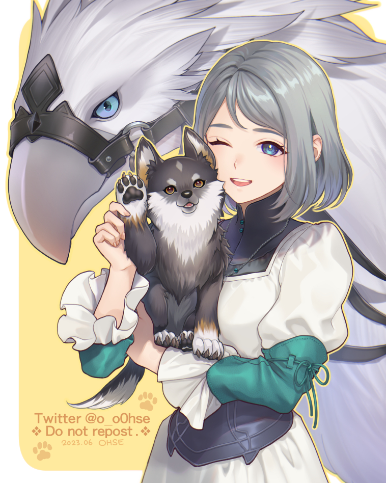 jill warrick, torgal, and ambrosia (final fantasy and 1 more) drawn by ohse