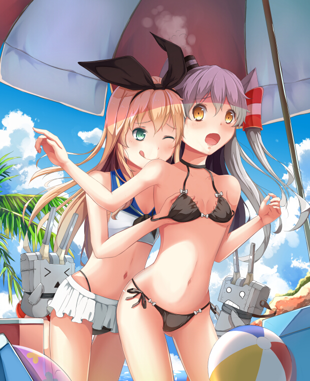 shimakaze, amatsukaze, rensouhou-chan, and rensouhou-kun (kantai collection) drawn by liu_guniang