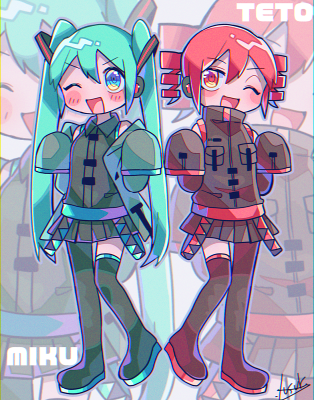 hatsune miku and kasane teto (vocaloid and 1 more) drawn by yuusuke-kun