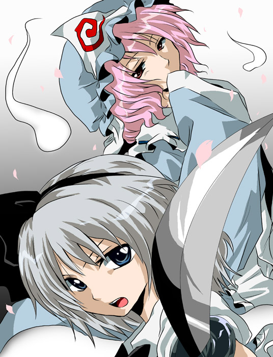 konpaku youmu and saigyouji yuyuko (touhou) drawn by unya