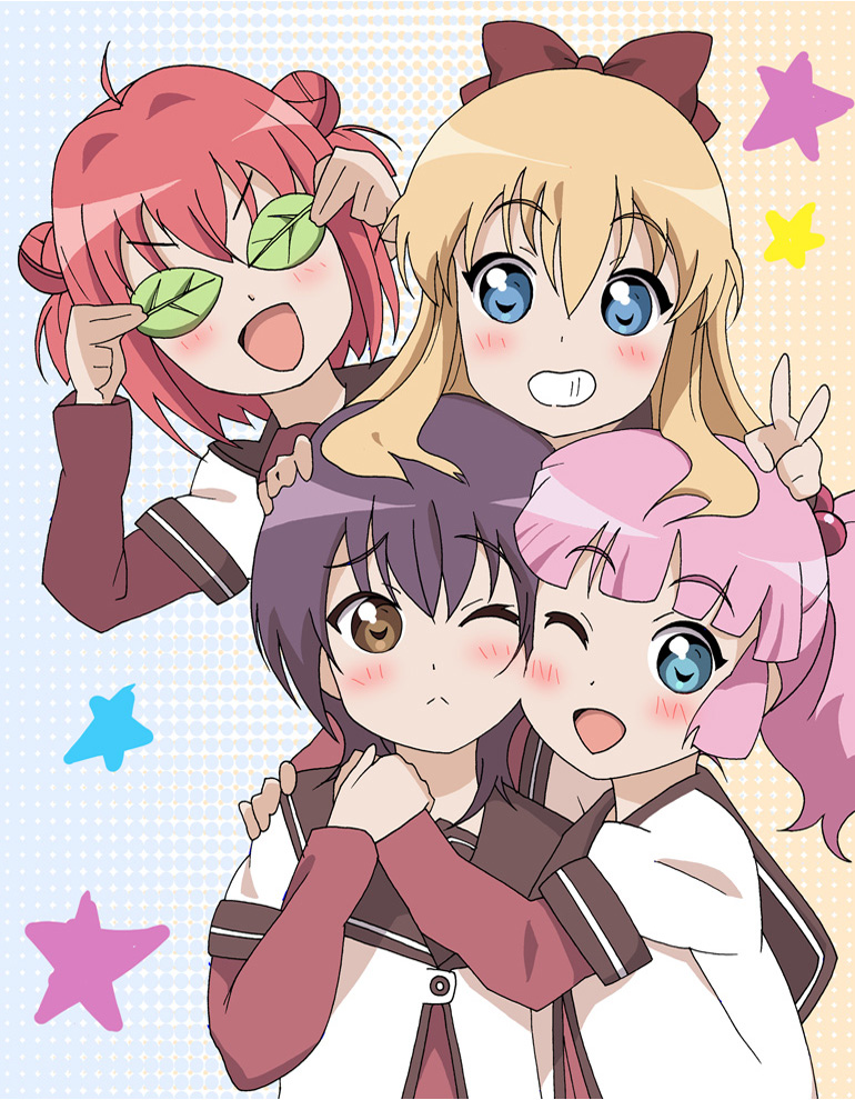 toshinou kyouko, akaza akari, funami yui, and yoshikawa chinatsu (yuruyuri) drawn by tsubaki_(tsubakiyasan)