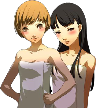 satonaka chie and amagi yukiko (persona and 1 more) drawn by soejima_shigenori