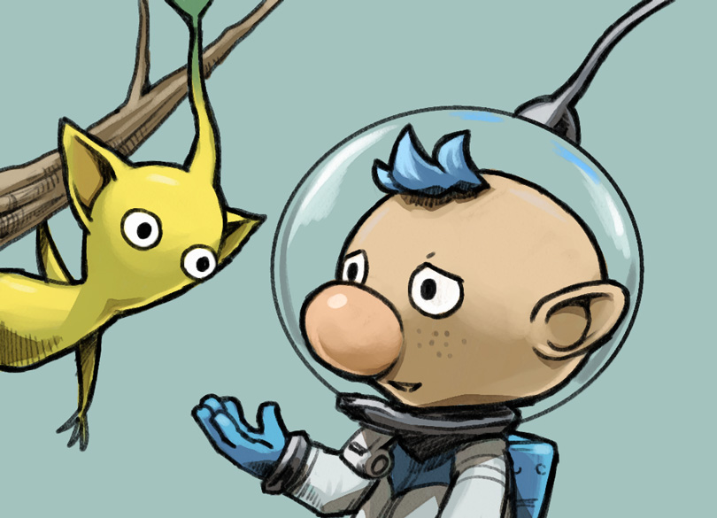 yellow pikmin and alph (pikmin) drawn by naru_(wish_field)