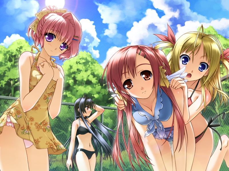 sakurakaze urara, asanagi konatsu, umi, and kirihito konomi (kokoyori haruka -surrounded sea in the world-) drawn by minase_lin and murakami_suigun
