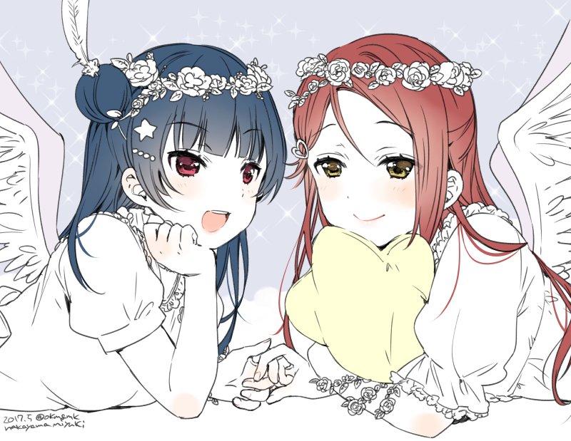 tsushima yoshiko and sakurauchi riko (love live! and 2 more) drawn by nakayama_miyuki