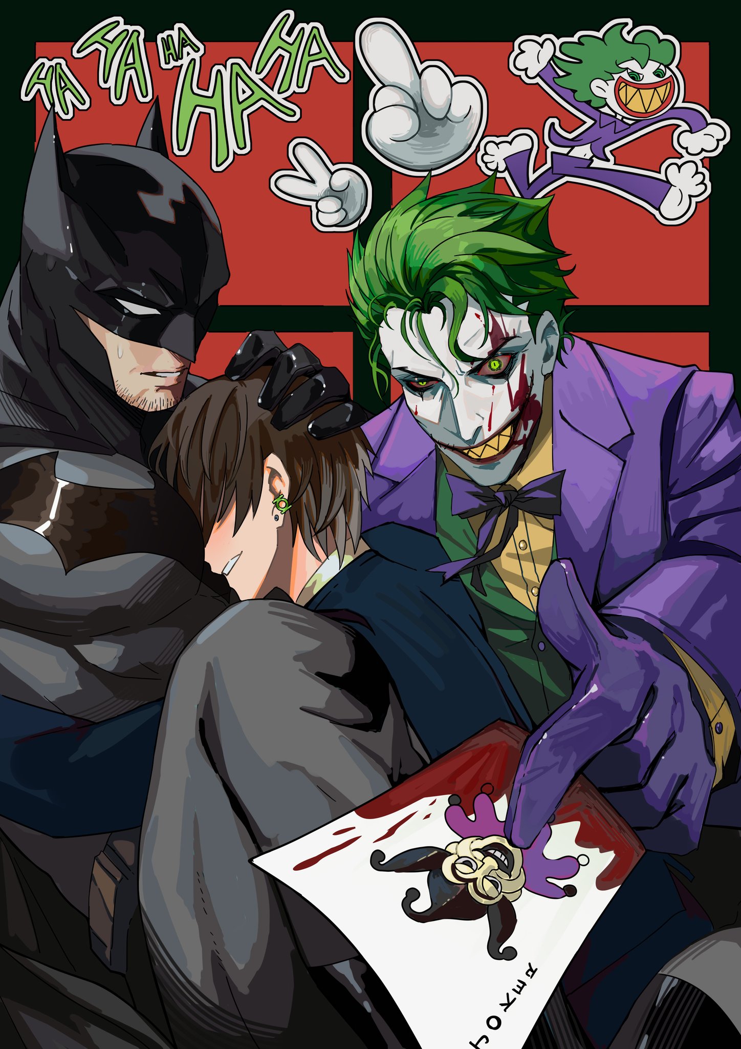 batman, joker, and bruce wayne (dc comics and 1 more) drawn by  doufujintianxianle | Danbooru