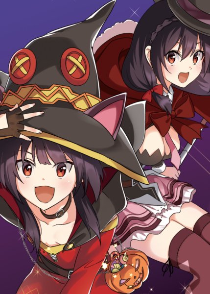 megumin and yunyun (kono subarashii sekai ni shukufuku wo!) drawn by taromarun
