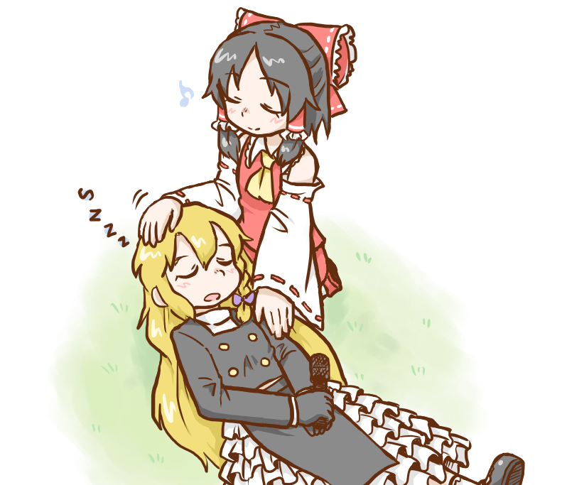 hakurei reimu, kirisame marisa, rei, and sananana (touhou and 1 more) drawn by bseibutsu