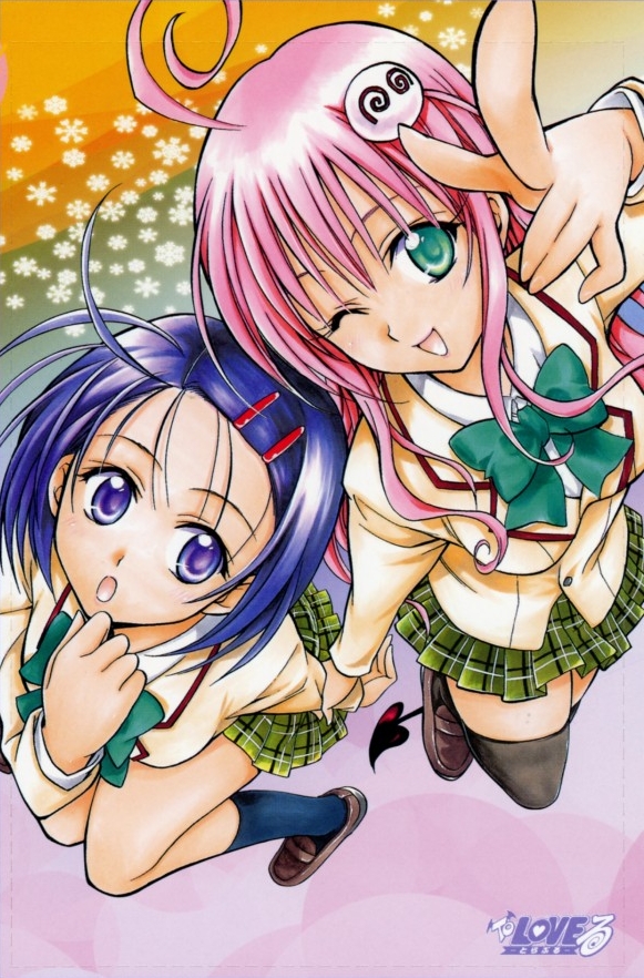 lala satalin deviluke, sairenji haruna, and peke (to love-ru) drawn by yabuki_kentarou